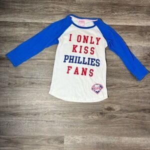 Victoria's Secret Vintage Phillies MLB Blue and White 3/4 Sleeve Tee Size S